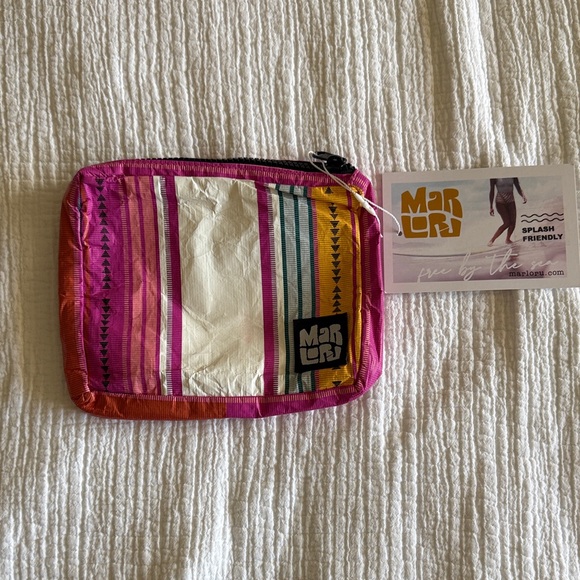 Marloru Pink and Yellow Striped Pouch - Picture 1 of 7